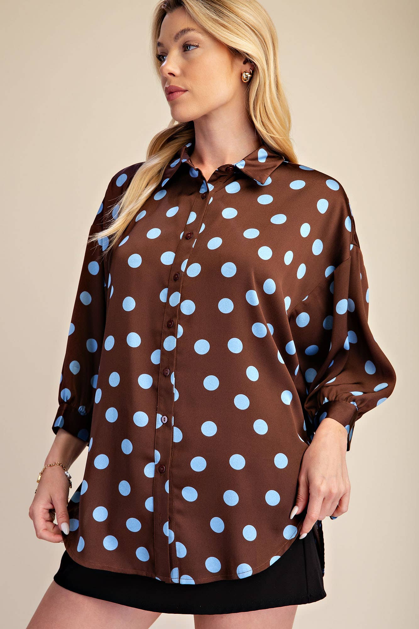 Camille Polka Dot Button Down Blouse