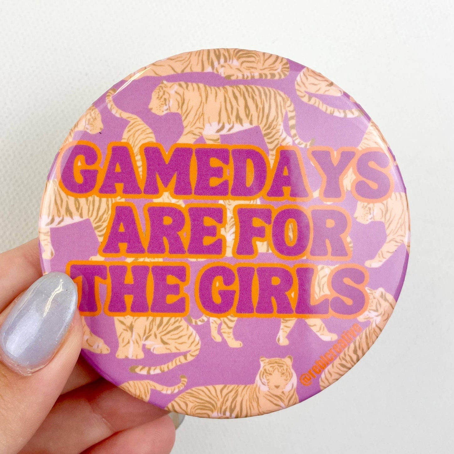 Gameday Girls - Purple & Orange Tigers - Game Day Button