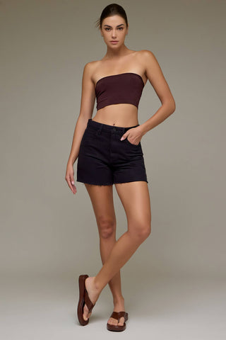 Riley Black Side Slit Mom Shorts