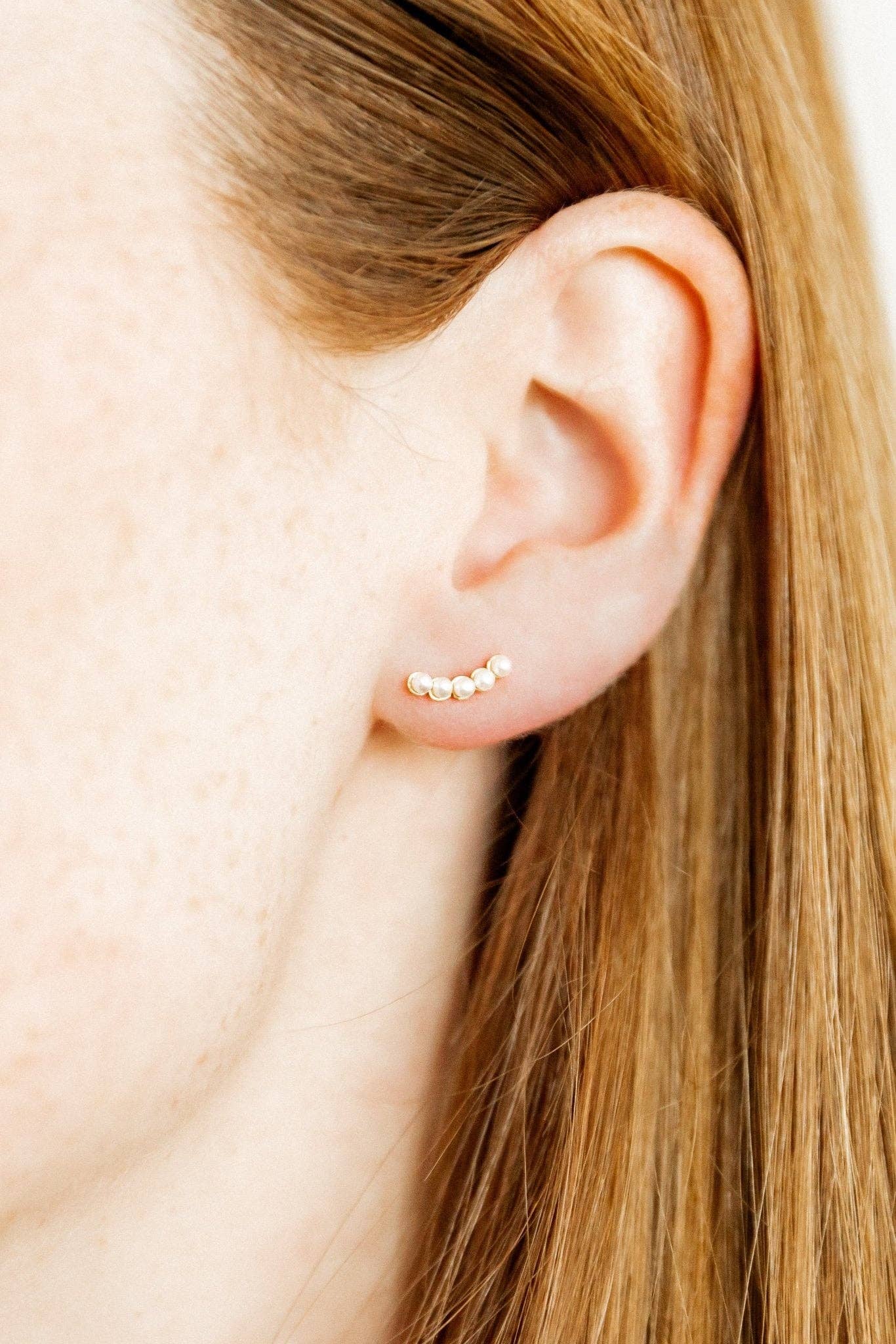 Screwback Stud Earrings - Abigail Pearl Gold