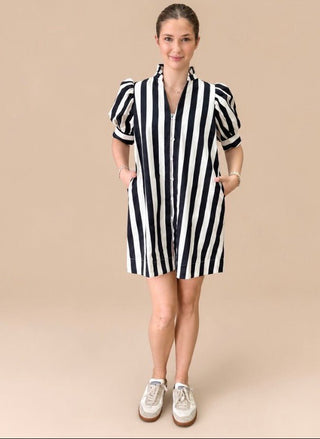 Caroline Striped Mini Dress - Blue Blossom Boutique