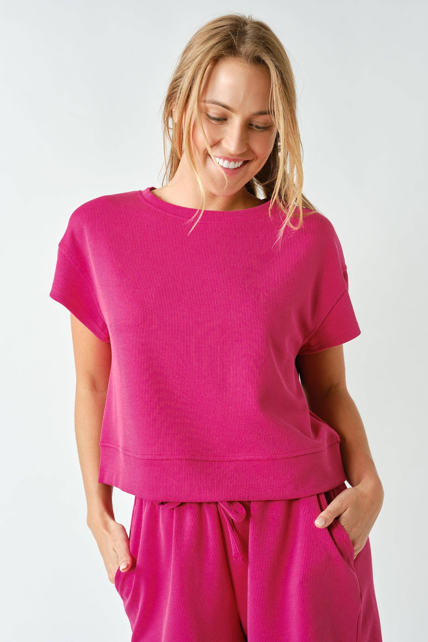 Luxe Sand Wash Rib Classic Tee Set