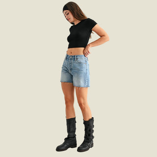 Kinsley High-Rise Raw Hem Shorts