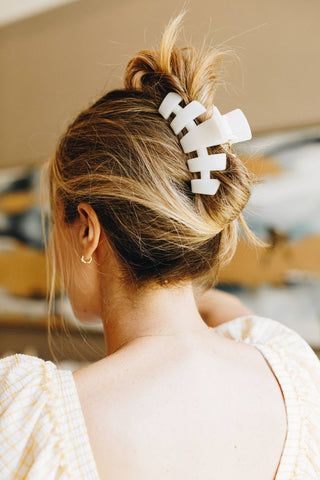Teleties coconut white large classic claw hair clip, view 4