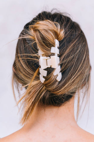 Teleties almond beige medium classic claw hair clip, view 4