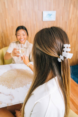 Teleties coconut white medium classic claw hair clip, view 4
