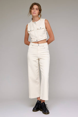Ecru Clean Stretch Cropped Wide leg