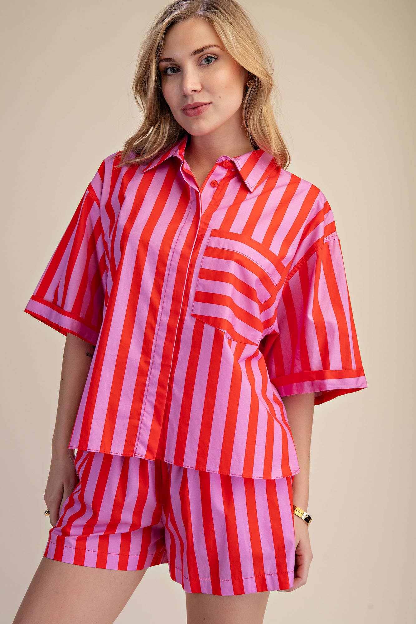 Collar Neck Button Down Shirt