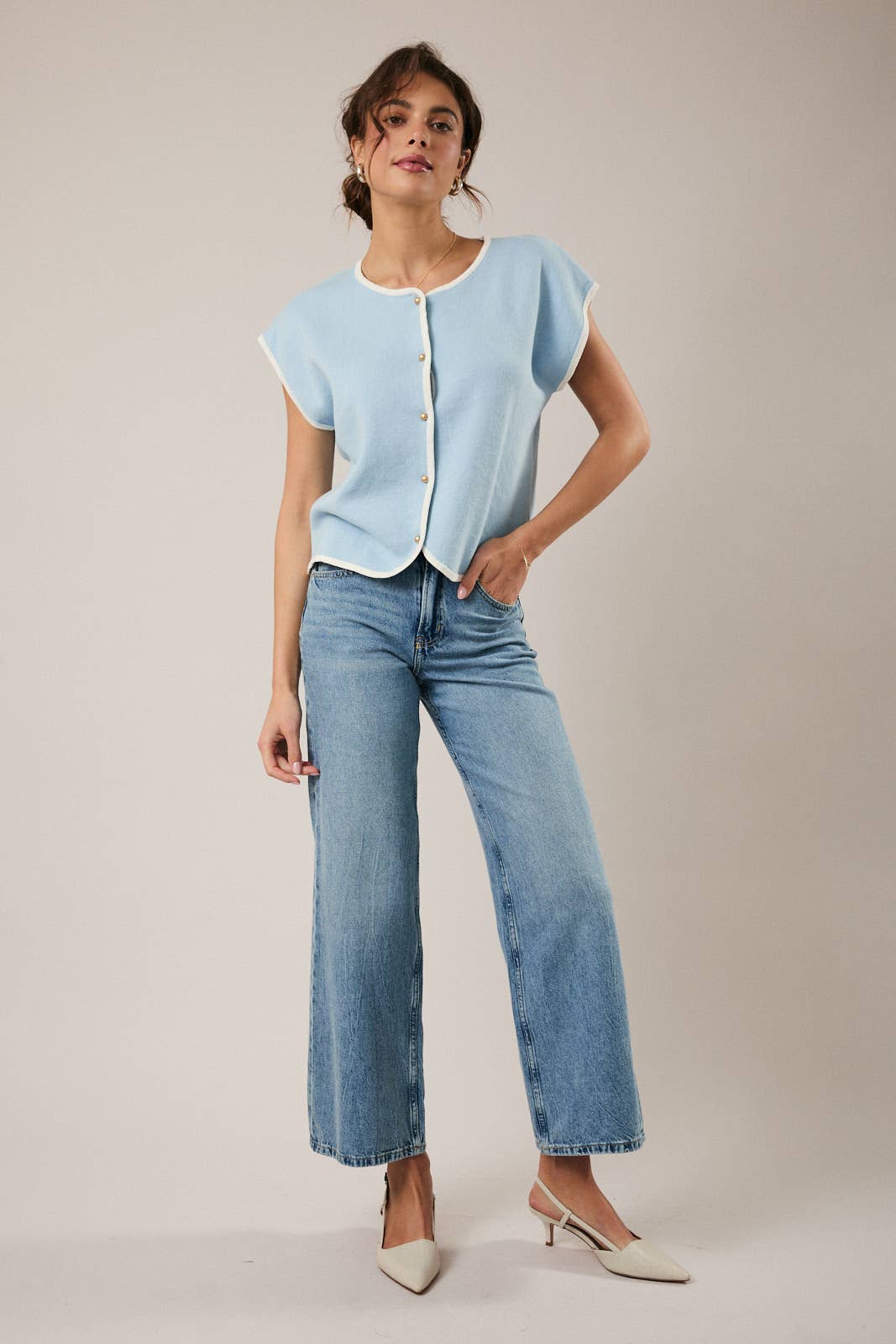 Lila Button Shoulder Knit Top