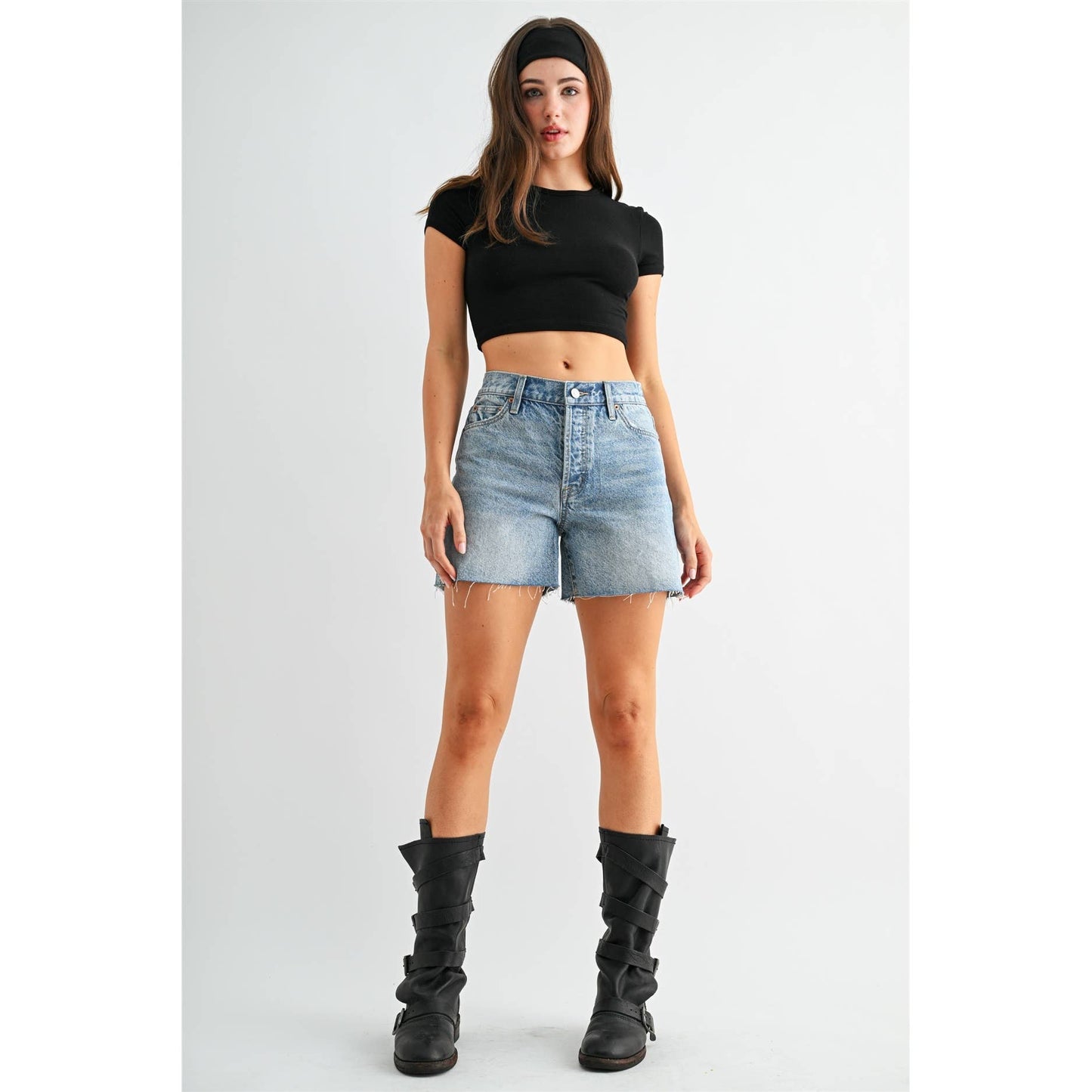 Kinsley High-Rise Raw Hem Shorts