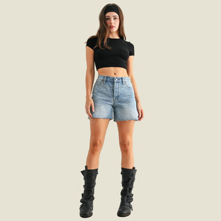 Kinsley High-Rise Raw Hem Shorts