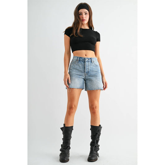 Kinsley High-Rise Raw Hem Shorts
