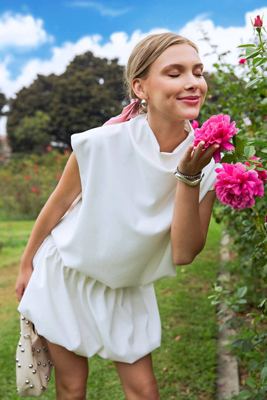 Mock Neck Balloon Top