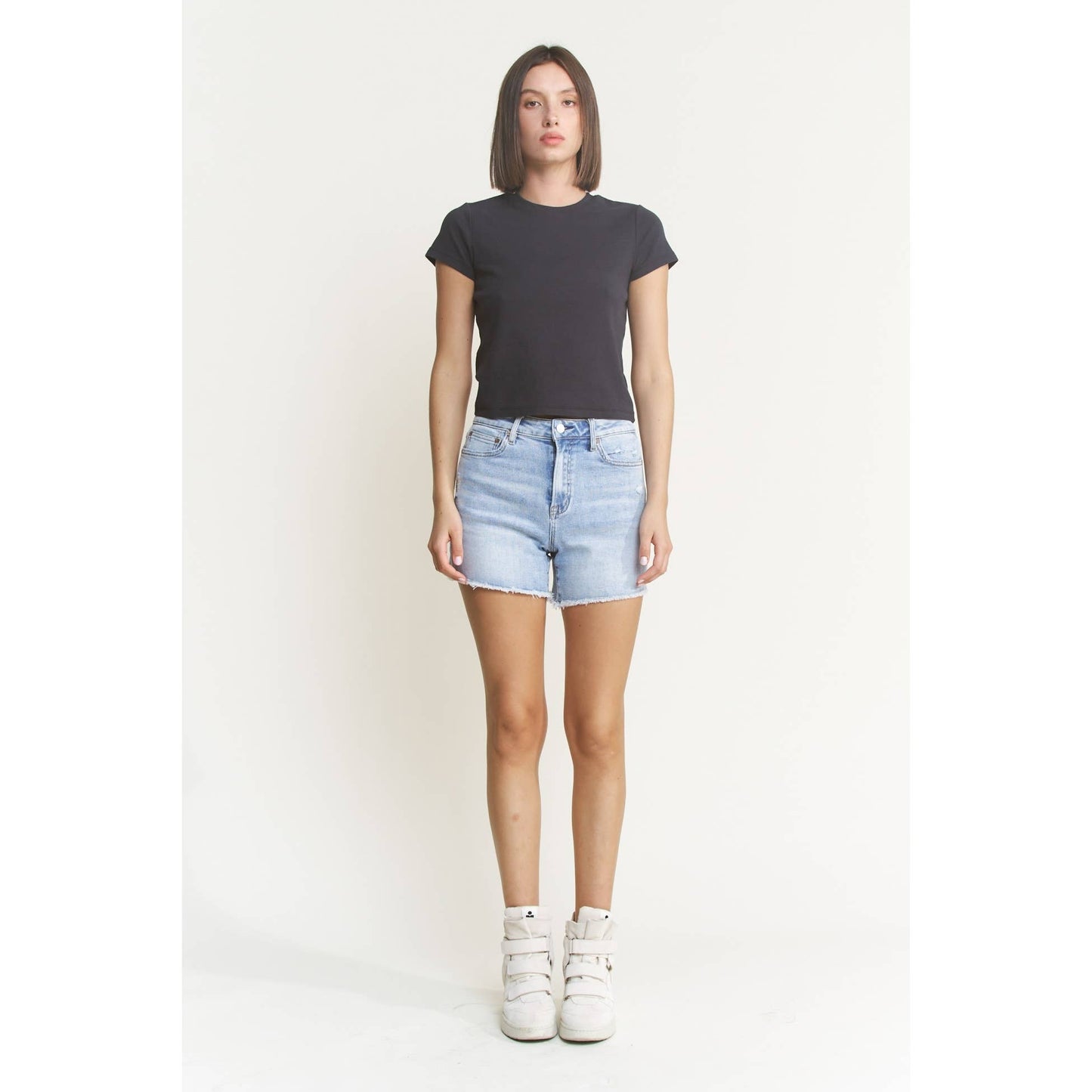 Avery Super High Rise Raw Hem Shorts