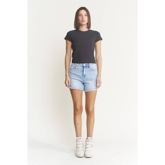 Avery Super High Rise Raw Hem Shorts