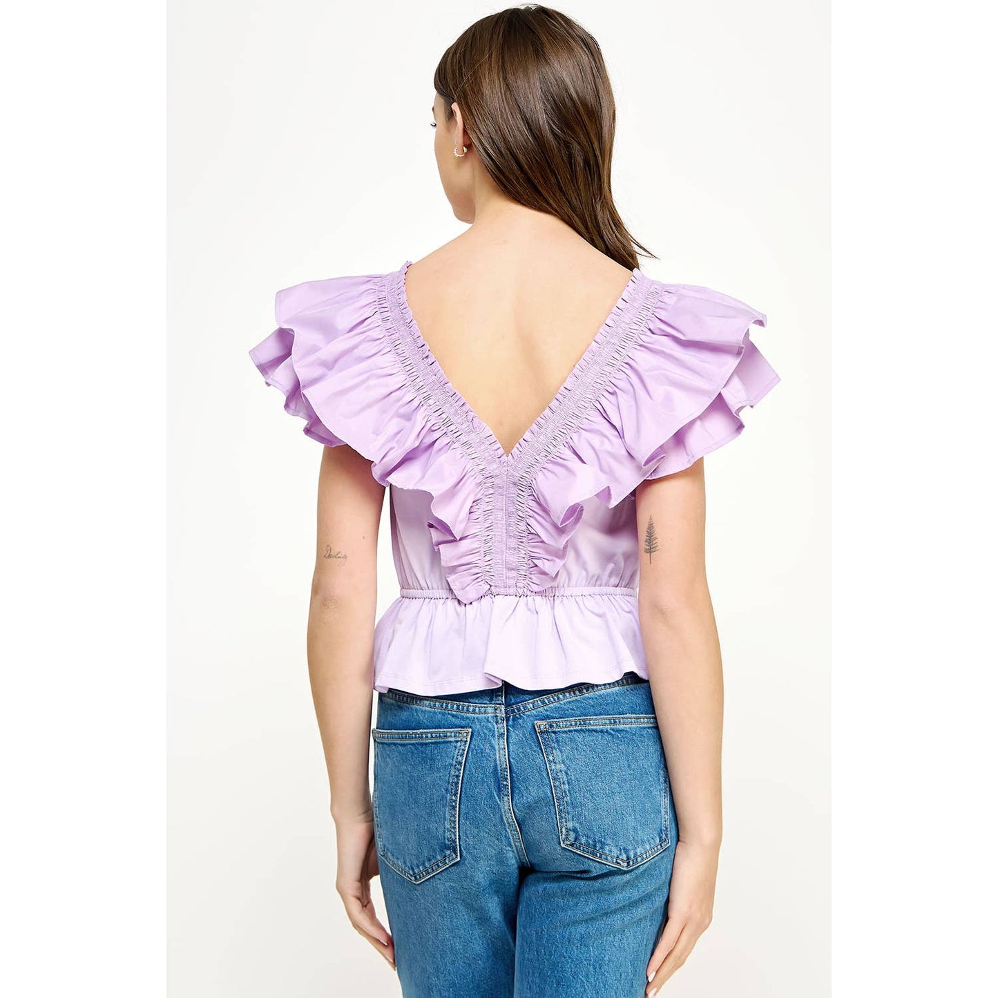 Sassy Poplin Detail Knit Top