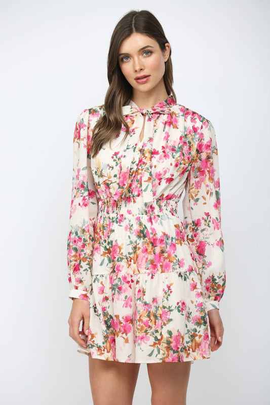 Sienna Bloom Tie-Neck Dress