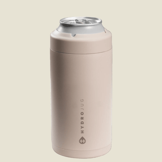 Beige HydroJug with a can on a white background