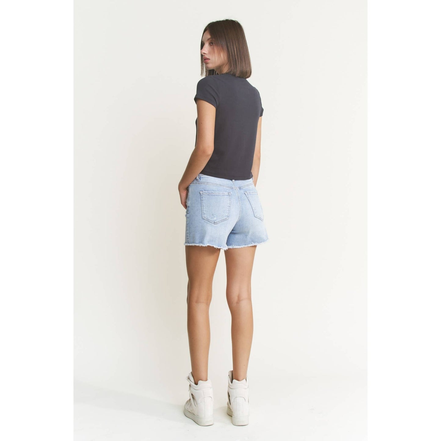Avery Super High Rise Raw Hem Shorts