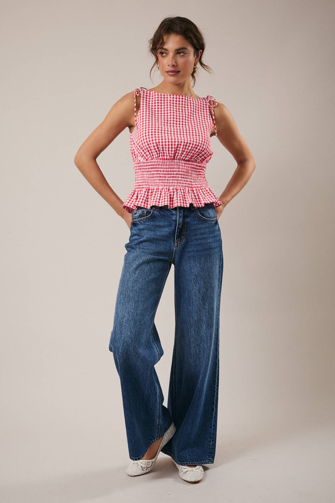 Maeve Smocked Gingham Top