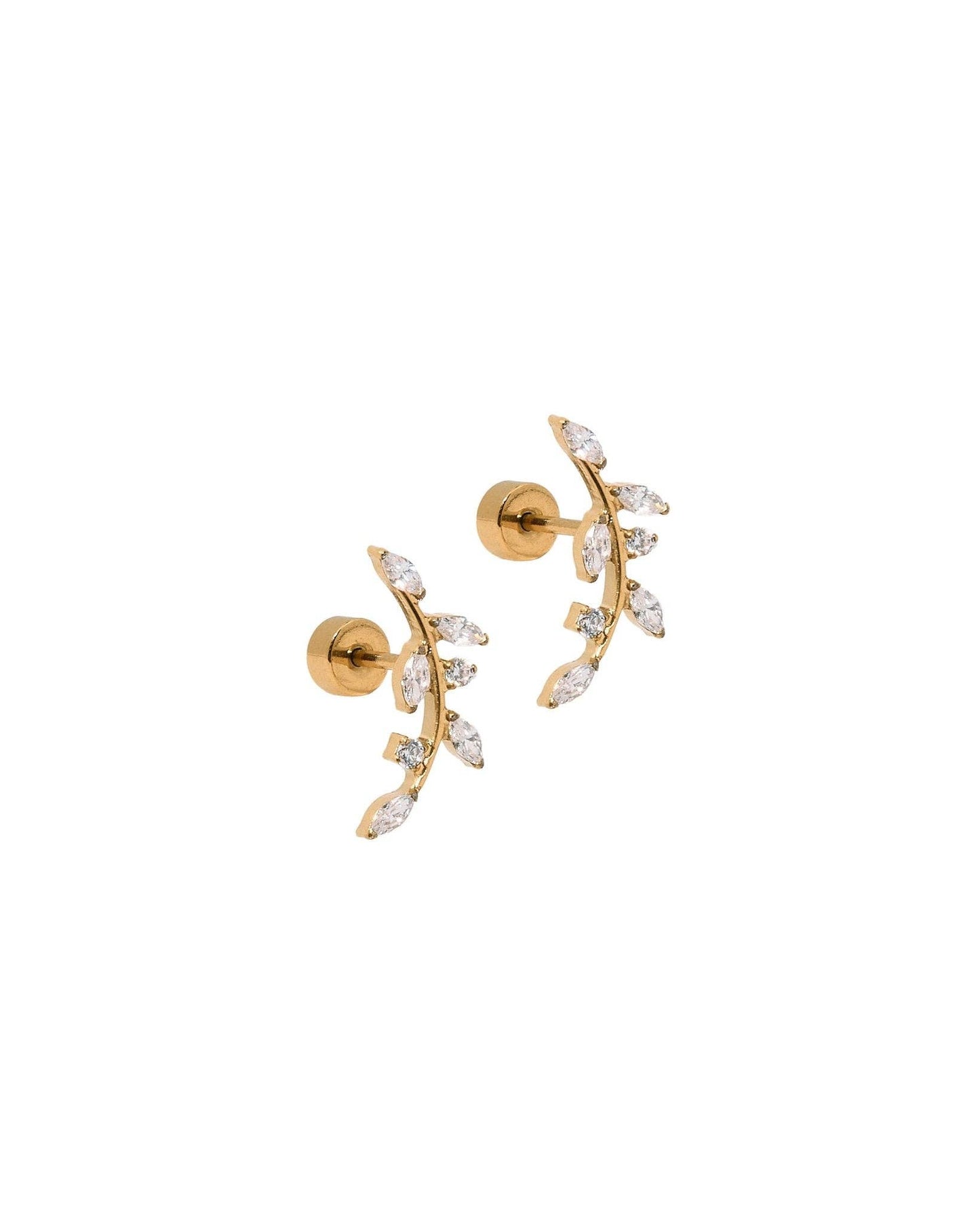 Screwback Stud Earrings - Chloe Climber Gold