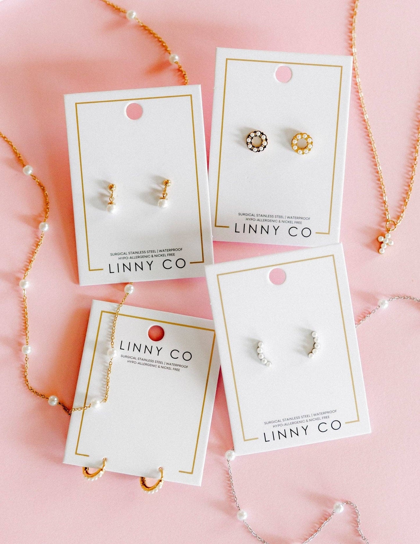 Screwback Stud Earrings - Millie Pearl Gold
