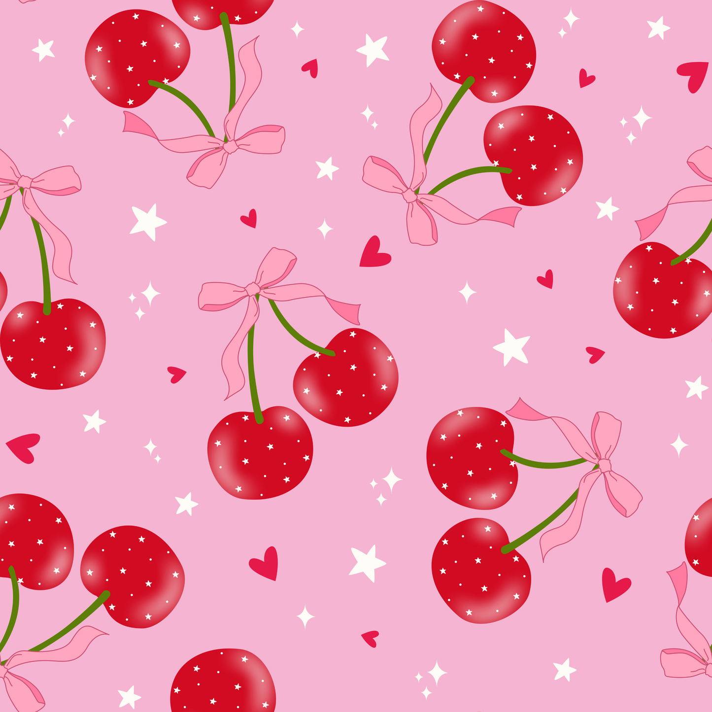PINK CHERRIES & STARS