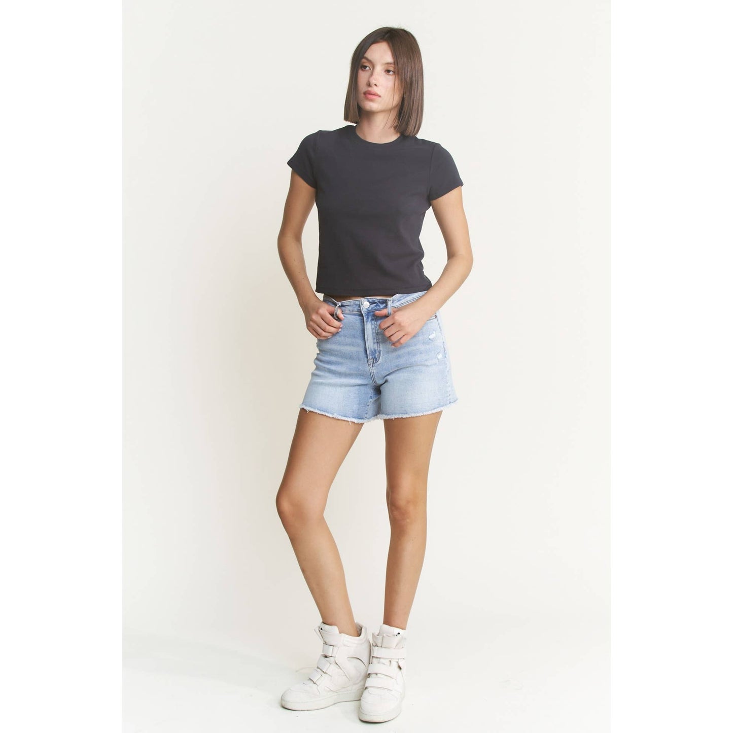 Avery Super High Rise Raw Hem Shorts