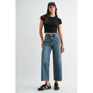 Mica Rowan High Rise Straight Ankle Jeans