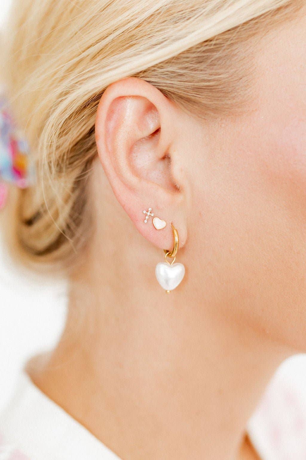 Huggie Charm Earrings - Willa Heart Gold