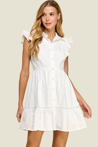Ella Ruffle Sleeve Shirt Dress