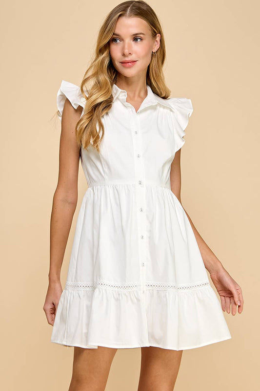 Ella Ruffle Sleeve Shirt Dress