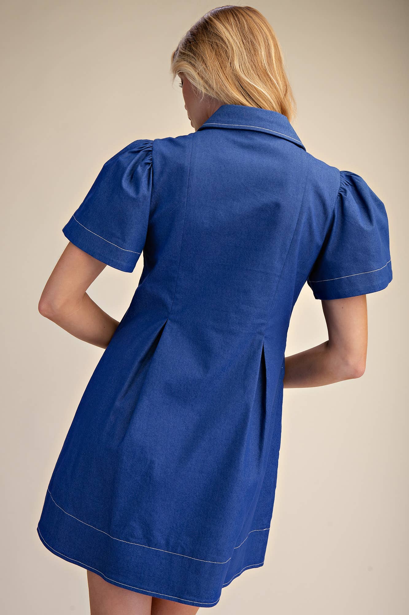 The Pleated Charm Collar Mini Dress