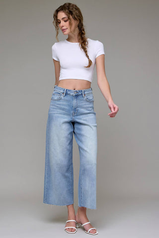 Palmer Light Wash Cropped Wide Leg Jeans