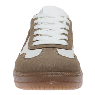 Brown and white sneaker on a white background