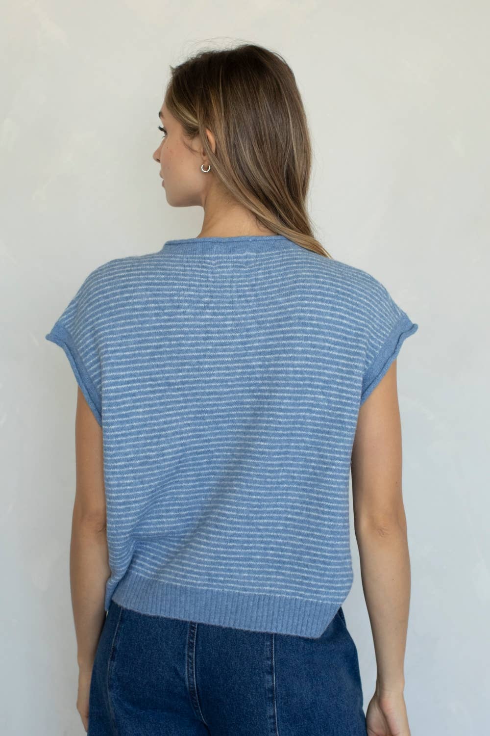 Piper Vest Cardigan - Pin Stripe
