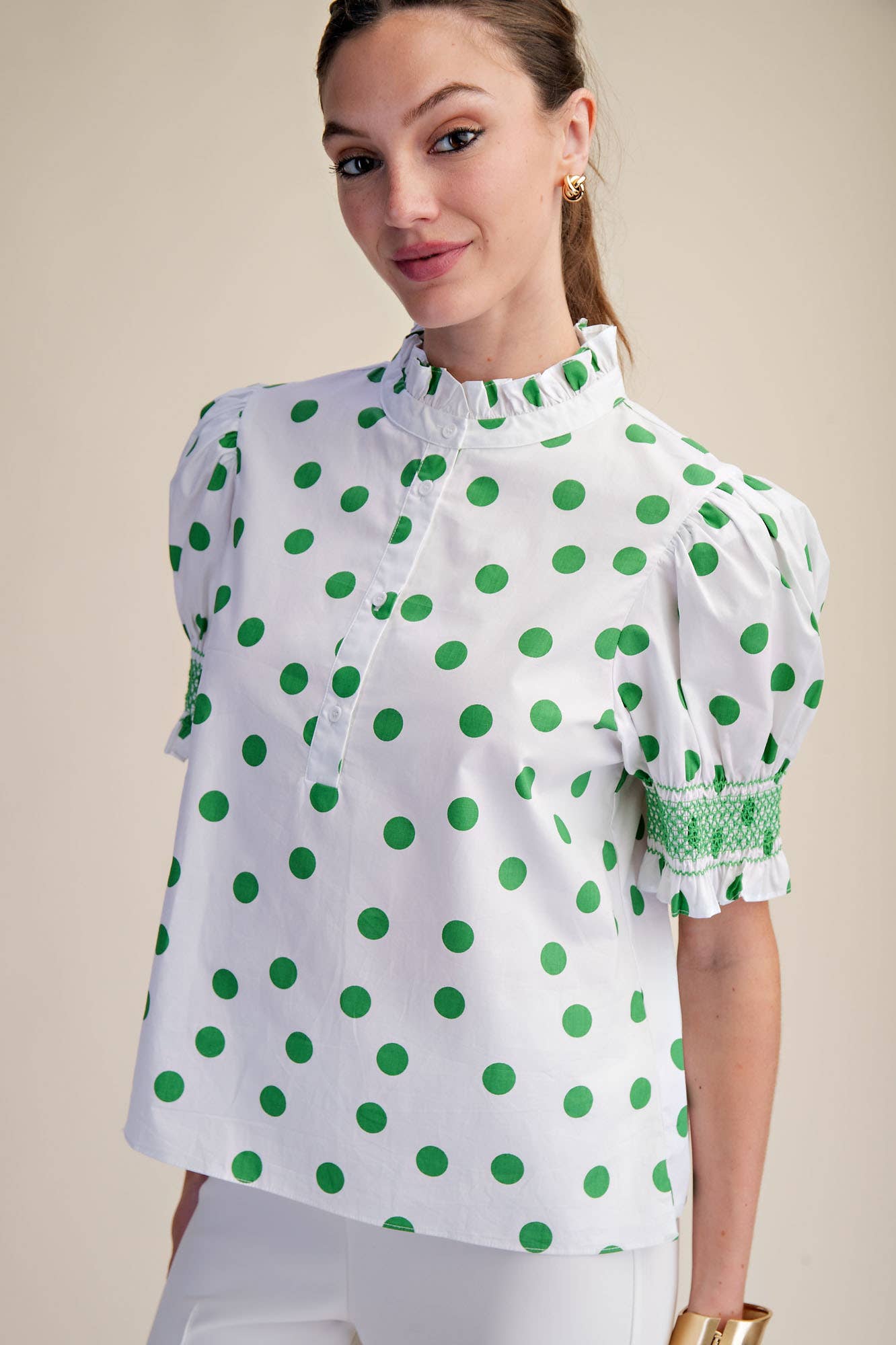 Rosalie Polka Dot Ruffle Blouse