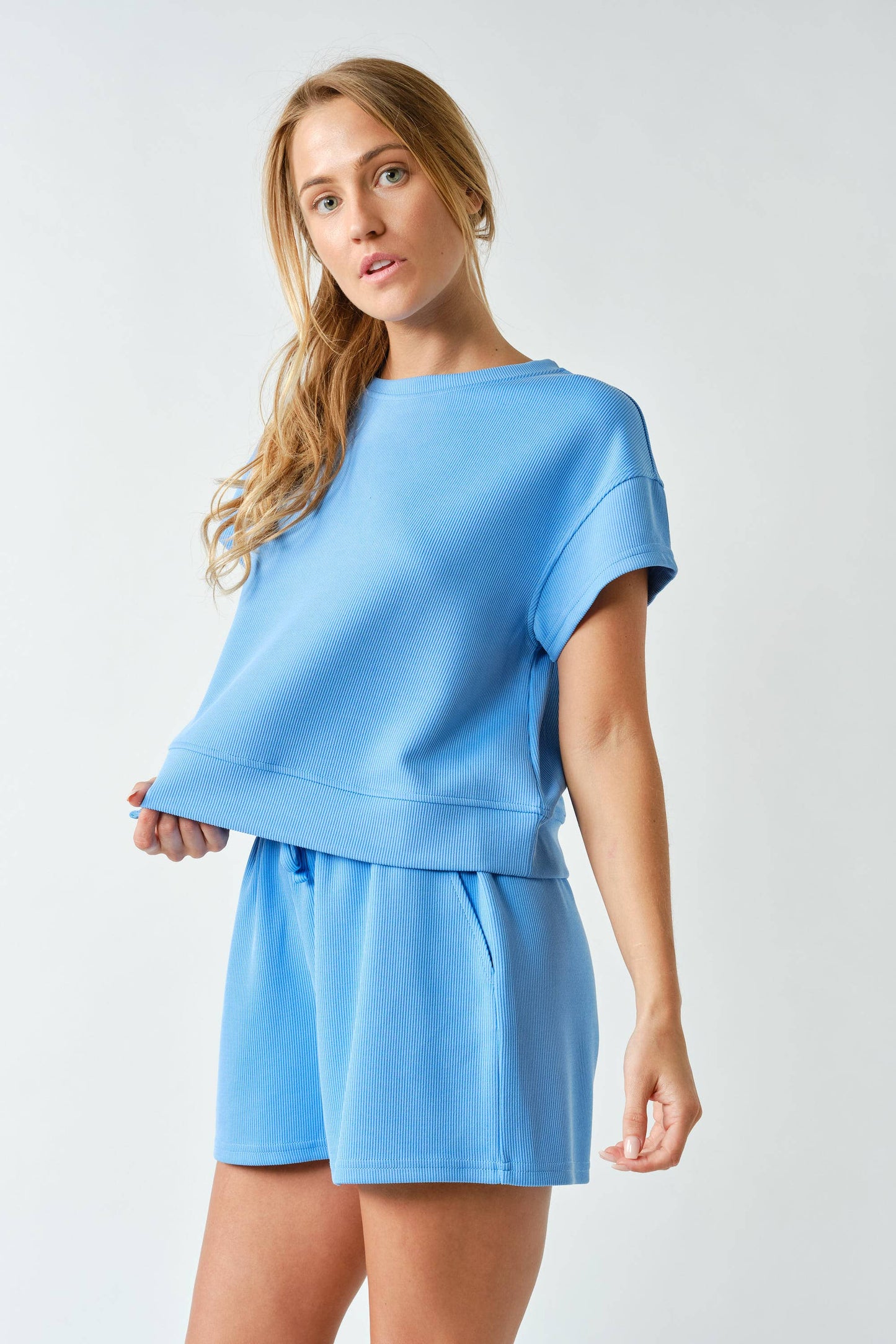 Luxe Sand Wash Rib Classic Tee Set