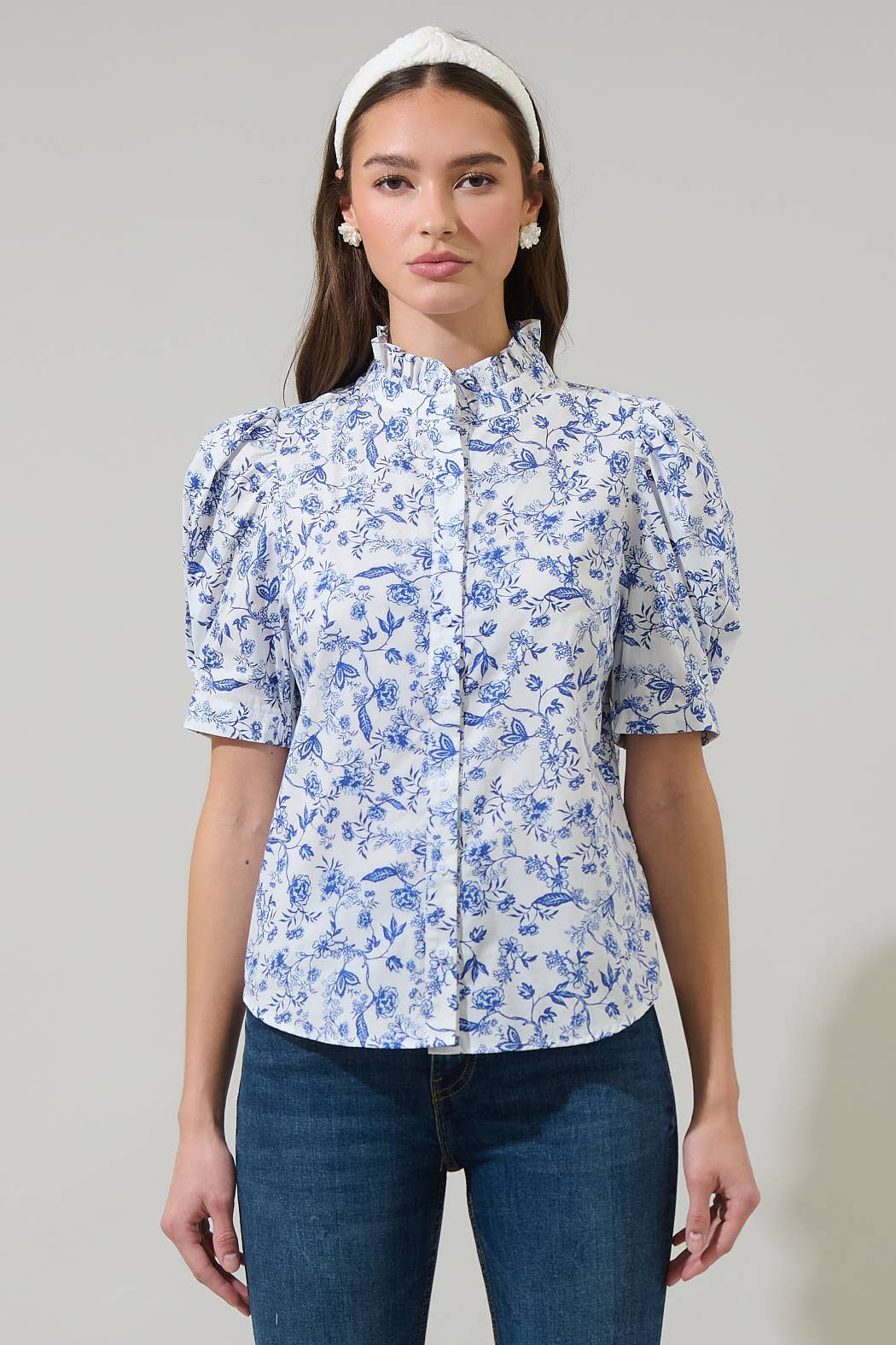 Charlotte Blue Toile Blouse
