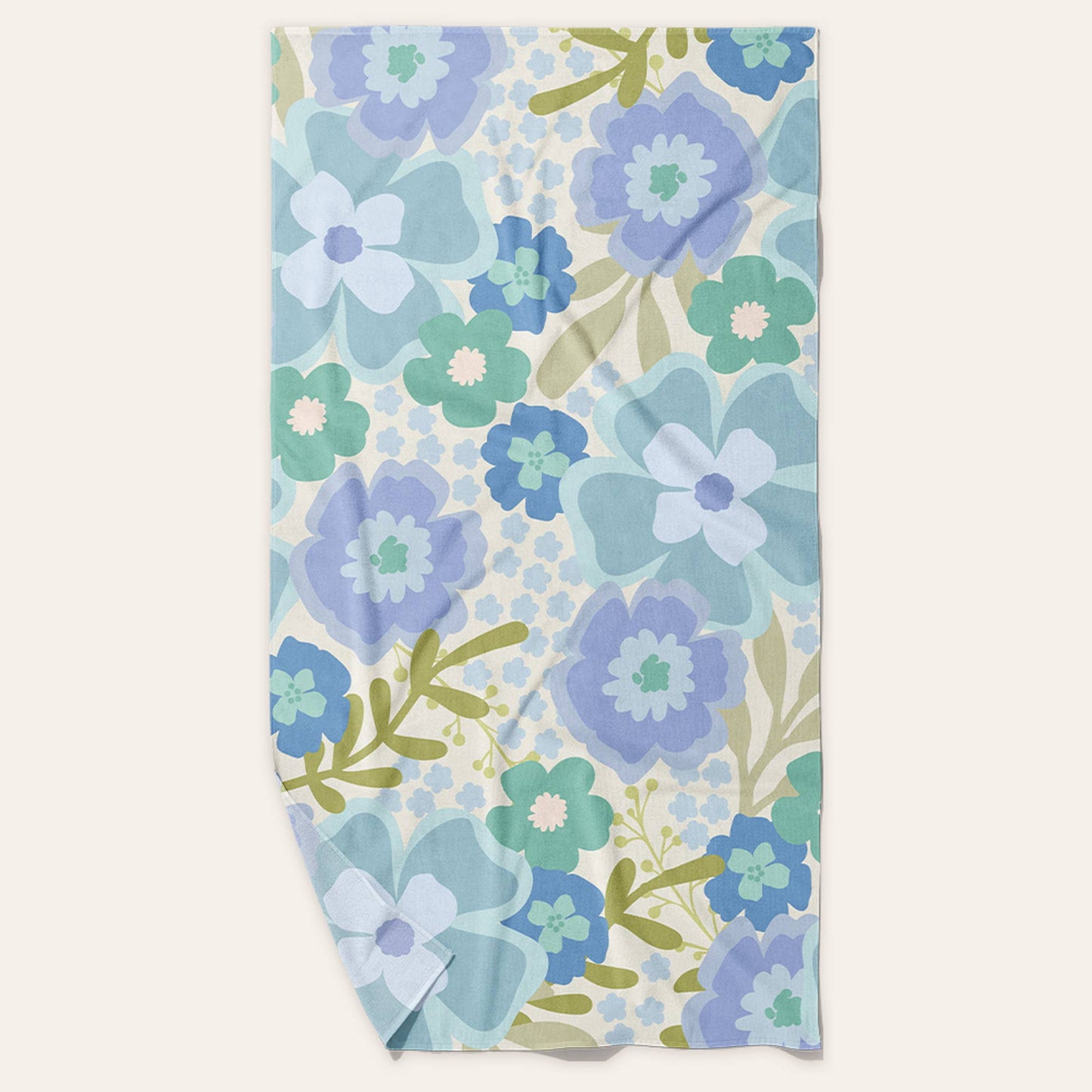 XL Quick-Dry Beach Towel-Beyond Blooms Blue Green