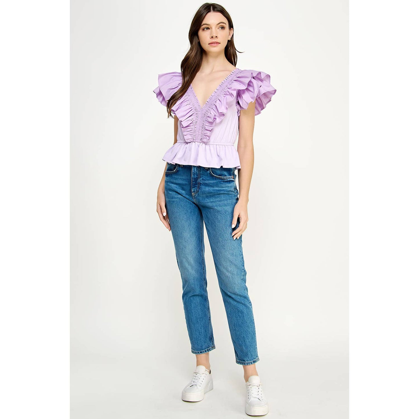 Sassy Poplin Detail Knit Top