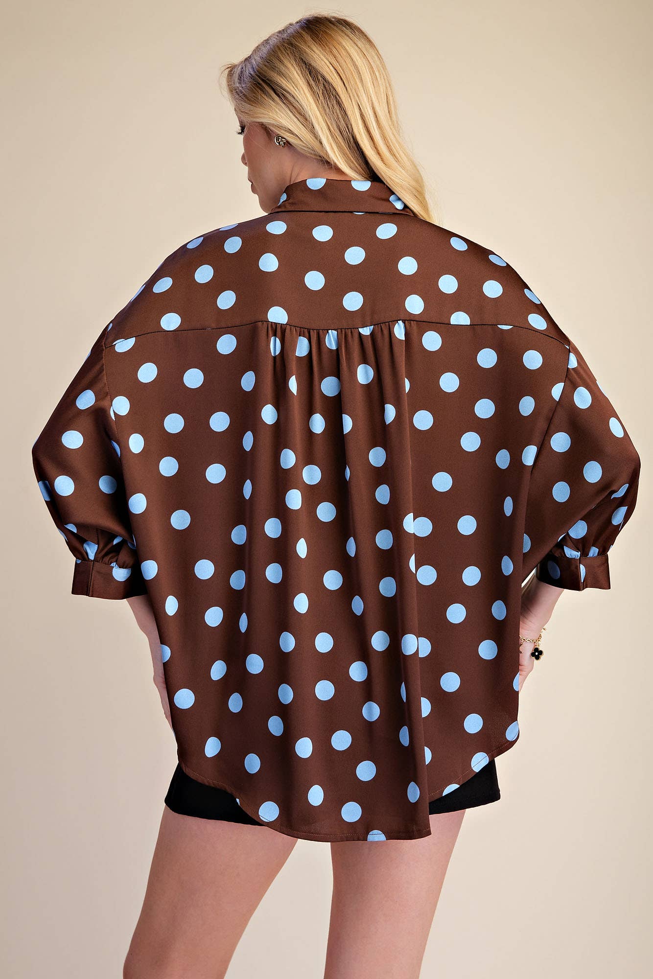Camille Polka Dot Button Down Blouse