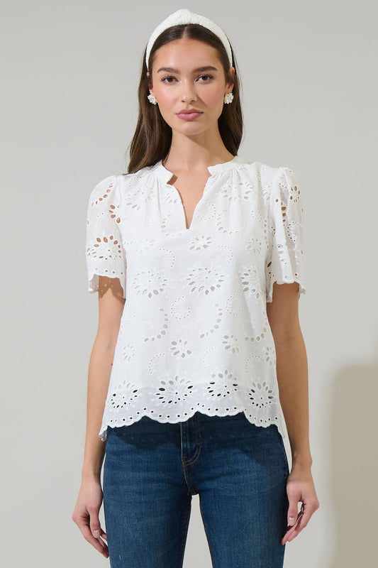 Paisley Eyelet Top