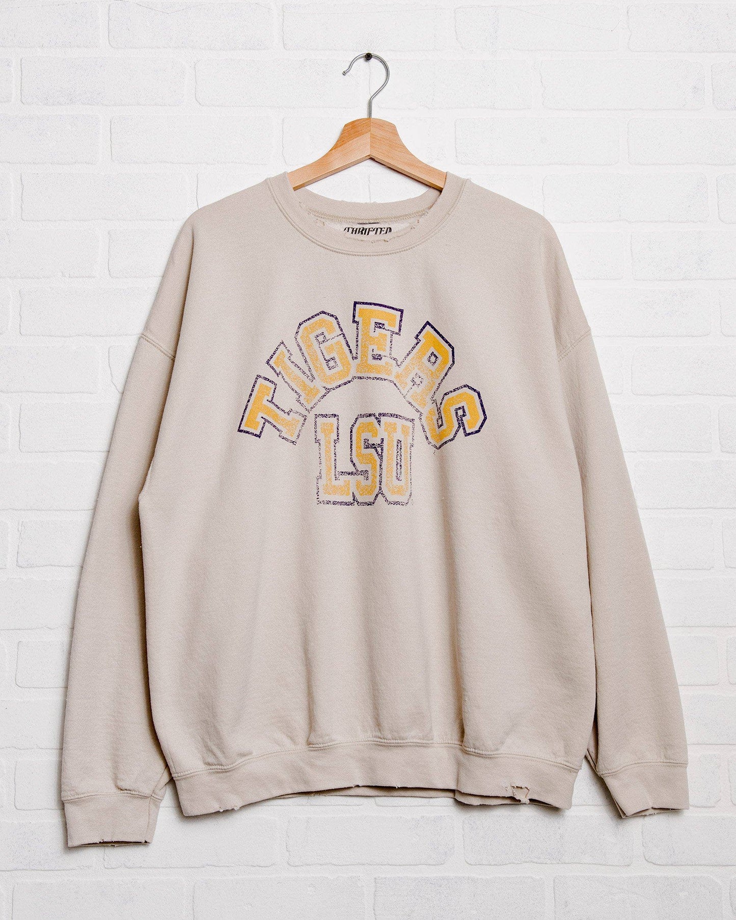 LSU Tigers Mega Arch Sand Thrifted Graphic Sweatshirt