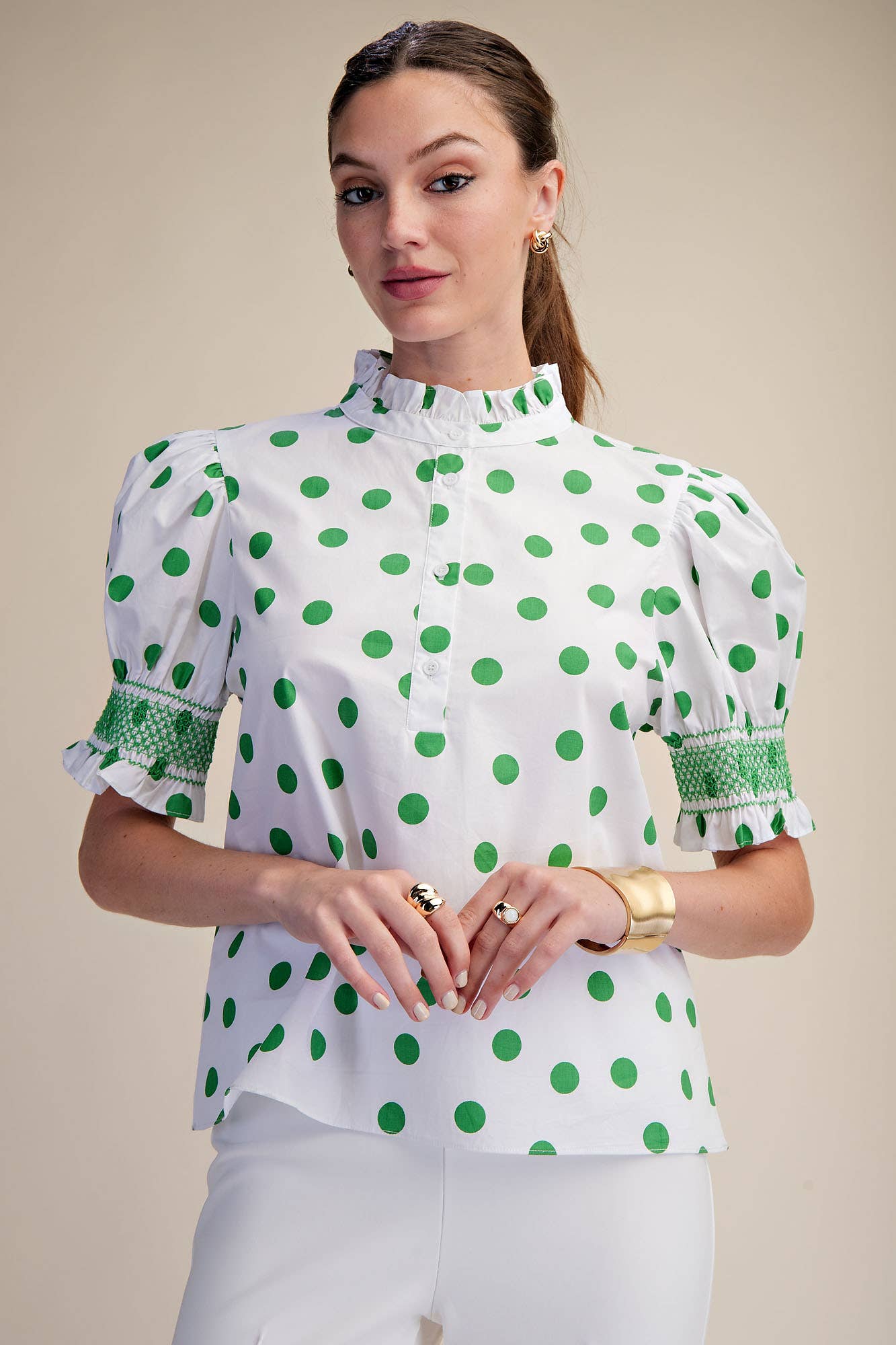 Rosalie Polka Dot Ruffle Blouse