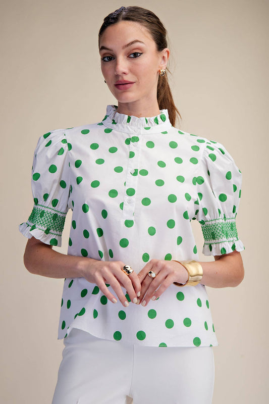 Rosalie Polka Dot Ruffle Blouse