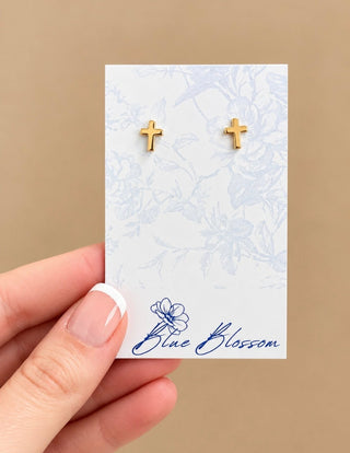 Faith petite gold cross stud earrings