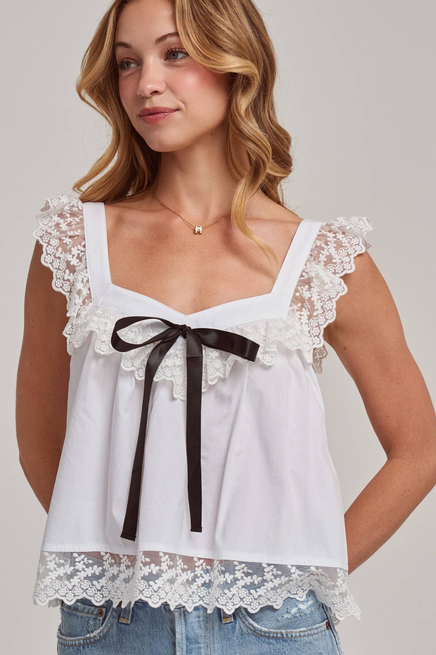 Delilah Lace Bow Blouse