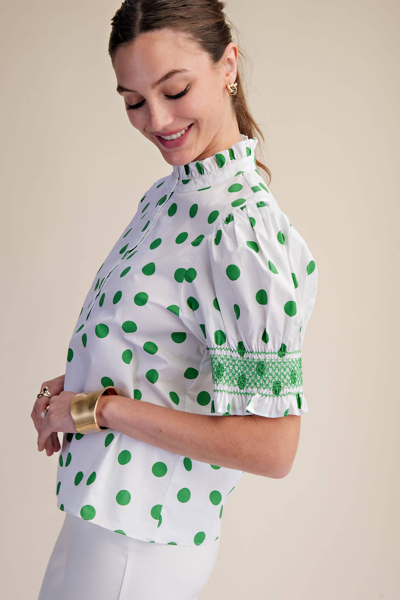 Rosalie Polka Dot Ruffle Blouse