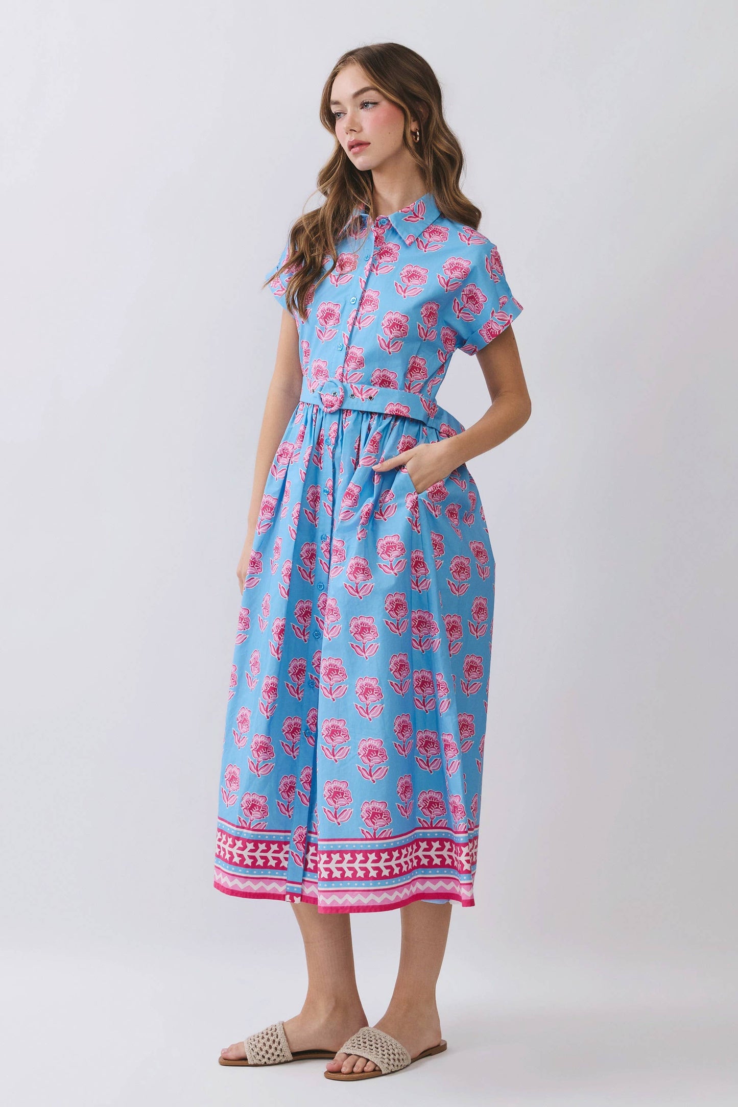 Magnolia Border Floral Midi Dress